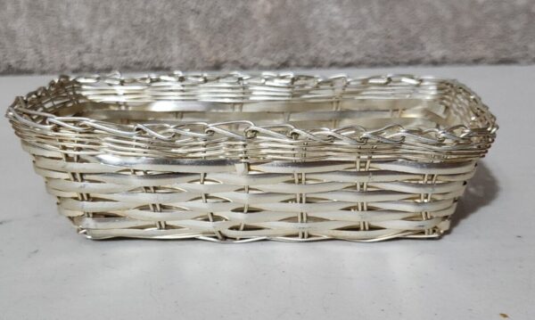 Vintage Diner Silver Woven Metal Cracker Basket Restaurant Ware