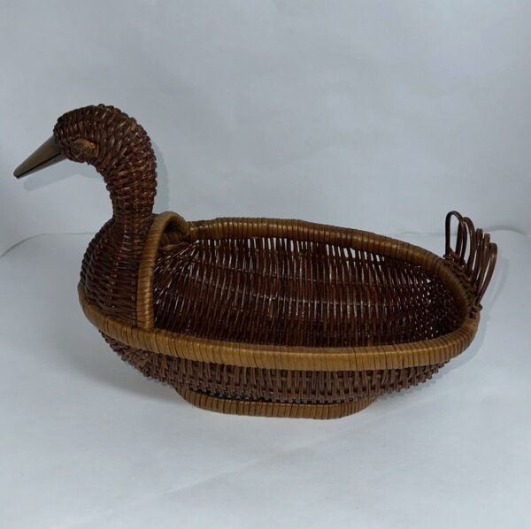 Vintage Duck Basket Wicker Rattan Woven Boho Country Decor 10” Number10-8501 - Image 3