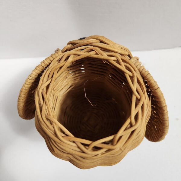 Vintage Elephant Wicker Rattan Boho Basket Planter Woven Animal Decor 1970’s 5” - Image 3