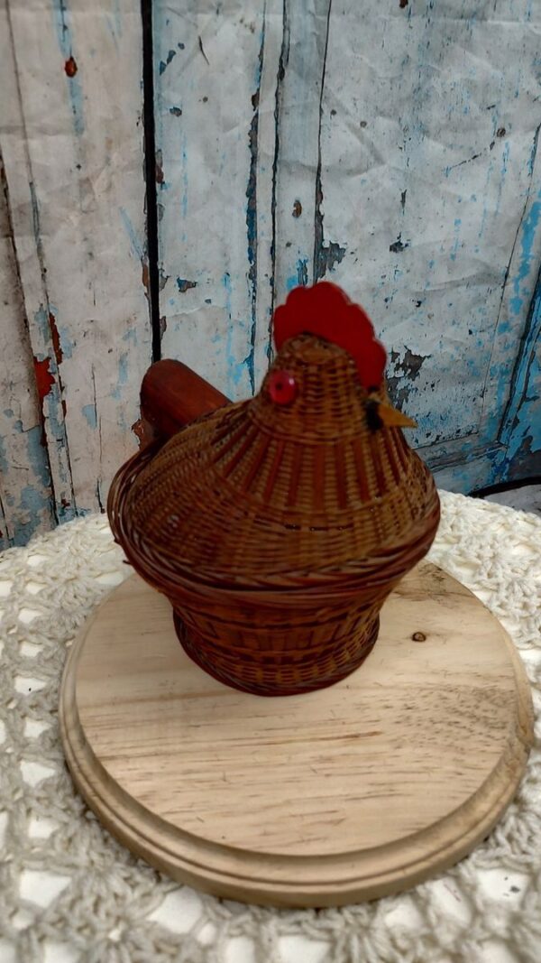 Vintage Farmhouse Boho 2 Piece Wicker Chicken Basket - Image 2