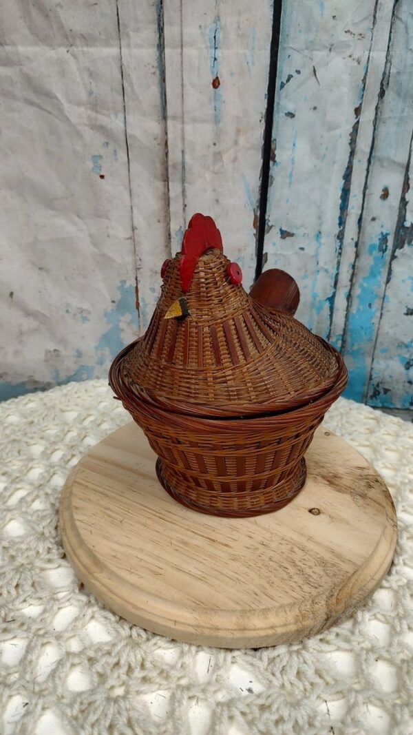 Vintage Farmhouse Boho 2 Piece Wicker Chicken Basket