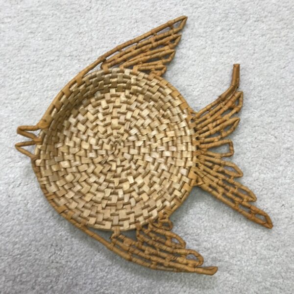 Vintage Fish Wall Hanging Lot of 2 Trinket Basket Raffia Boho Bohemian Decor MCM - Image 4