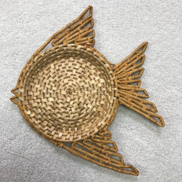 Vintage Fish Wall Hanging Lot of 2 Trinket Basket Raffia Boho Bohemian Decor MCM - Image 6