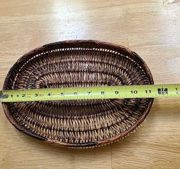 Vintage Flat Oval Wicker Woven Basket Wall Table Top - Image 3