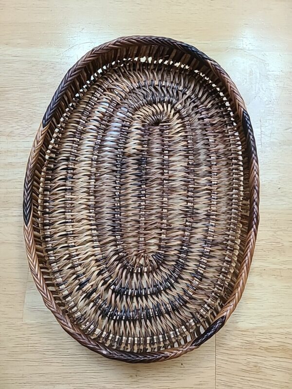 Vintage Flat Oval Wicker Woven Basket Wall Table Top