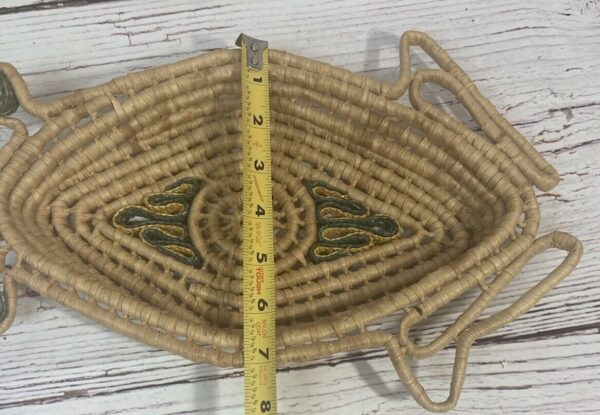 Vintage Frog Shaped Wicker Basket Woven Boho Wall Art Or Catchall Open Basket - Image 6