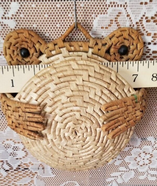 Vintage Frog Wall Pocket Woven Basket Boho READ - Image 6