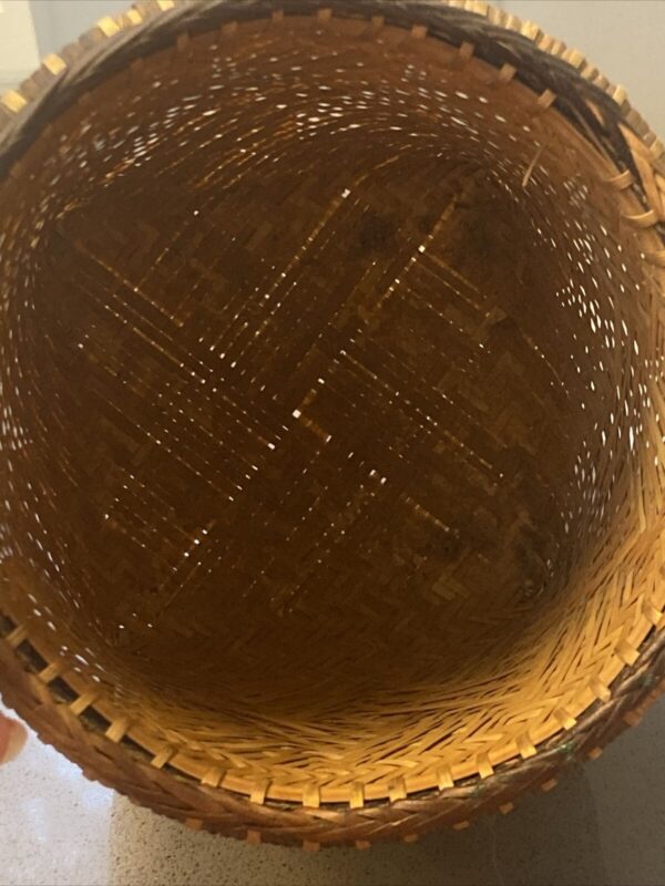 Vintage GEOMETRIC Double Weave BASKET Palawan BOHO TRIBAL Art - Image 6