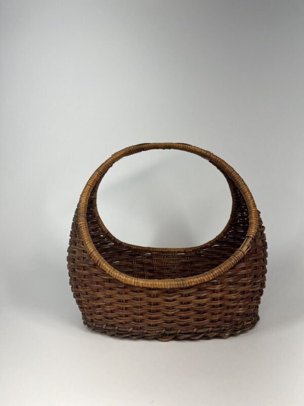 Vintage Gondola Basket Woven Crescent Wicker Market Boho Farmhouse 11” x7” x11” - Image 2