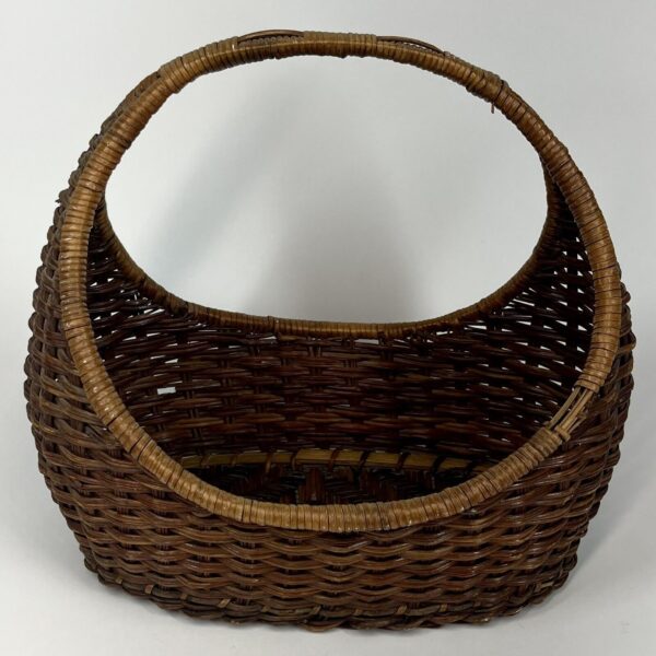 Vintage Gondola Basket Woven Crescent Wicker Market Boho Farmhouse 11” x7” x11”