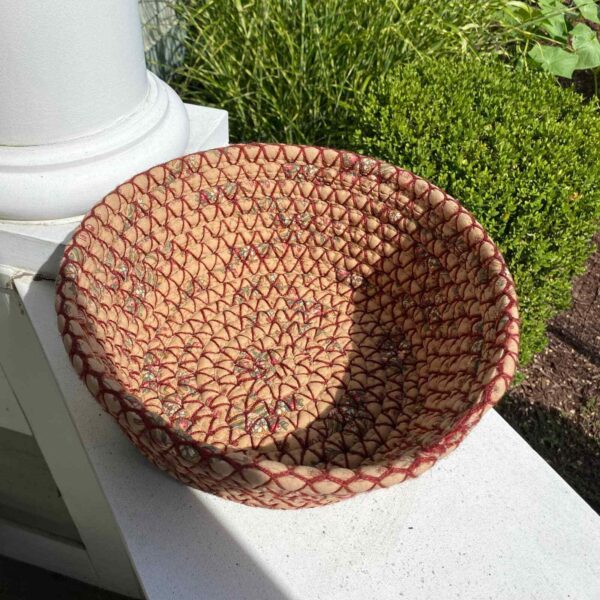 Vintage Hand Woven Large Floral Boho Basket - Image 2