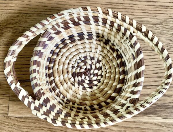 Vintage Handmade Gullah Sweetgrass Double Handle BASKET Charleston SC folk art