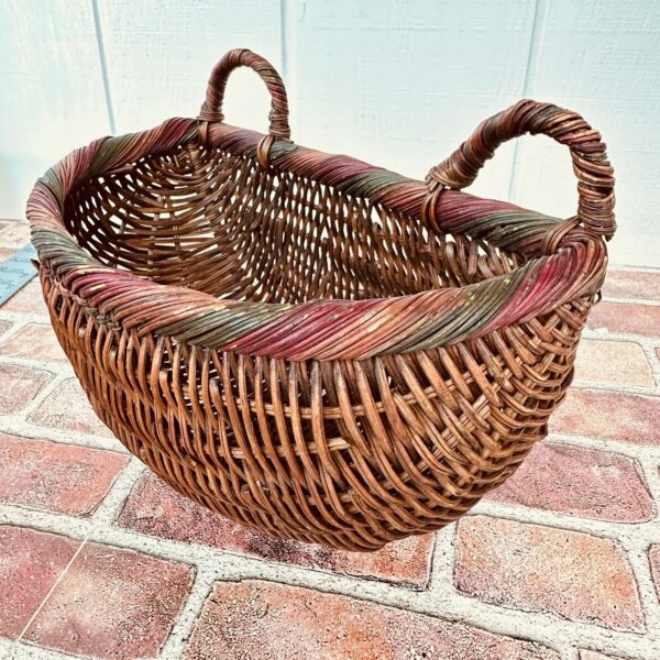 Vintage Hanging Wicker Rattan Basket Wall Pocket Door Hanger Boho Decor Planter - Image 3