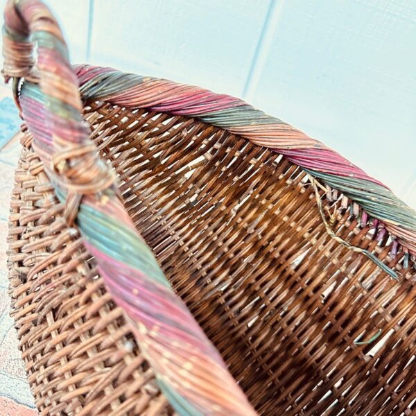 Vintage Hanging Wicker Rattan Basket Wall Pocket Door Hanger Boho Decor Planter - Image 5