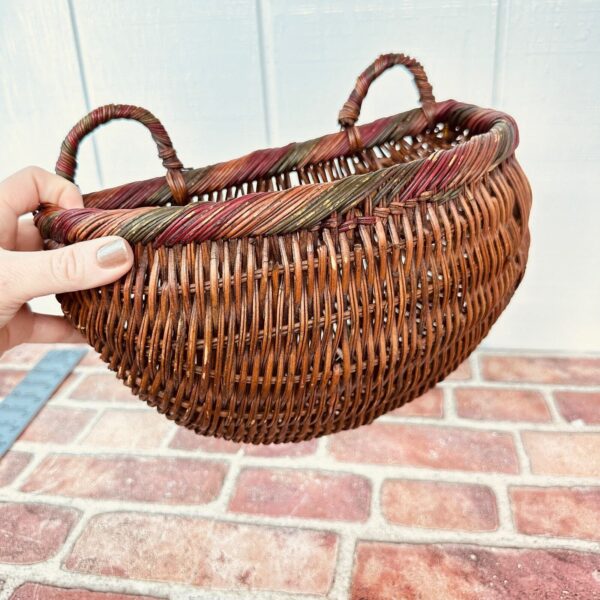 Vintage Hanging Wicker Rattan Basket Wall Pocket Door Hanger Boho Decor Planter