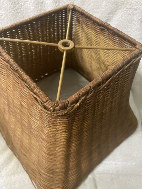 Vintage Heavy Woven Wicker Natural Lampshade - Image 2