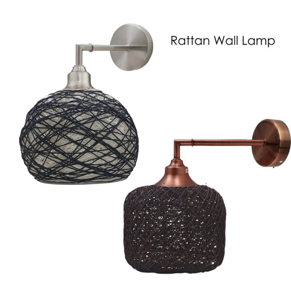 Vintage Industrial Retro Loft Style Rattan Lamp Shade Wall Sconce Pendant Light