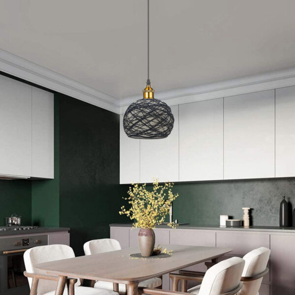 Vintage Industrial Retro Style Modern Rattan Lampshade Ceiling Pendant Lights UK - Image 4