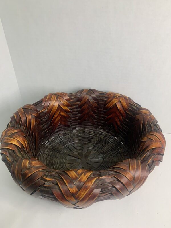 Vintage Japanese Ikebana Woven Bamboo Wood Basket - Image 2