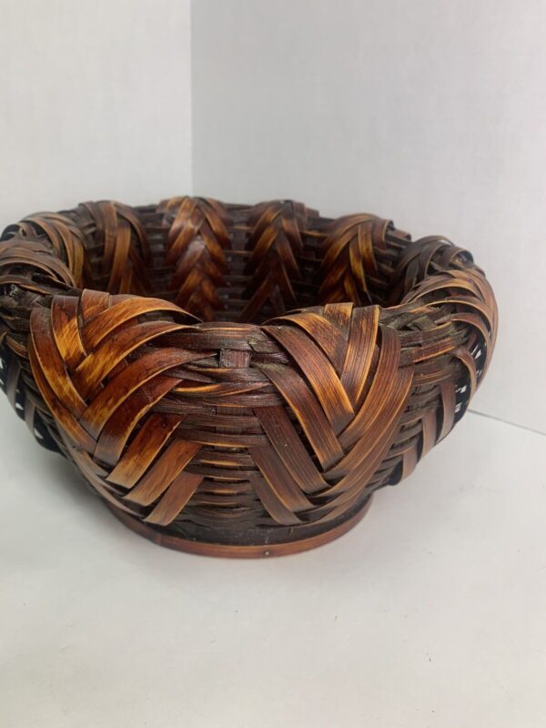 Vintage Japanese Ikebana Woven Bamboo Wood Basket - Image 3