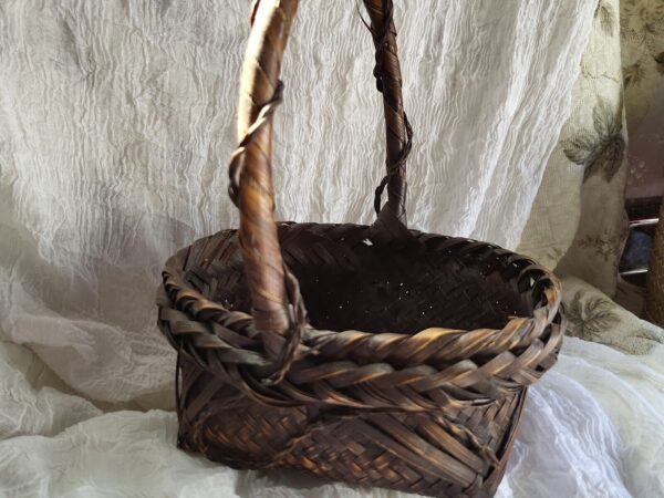 Vintage Japanese Woven Bamboo Ikebana Flower Basket - Image 6