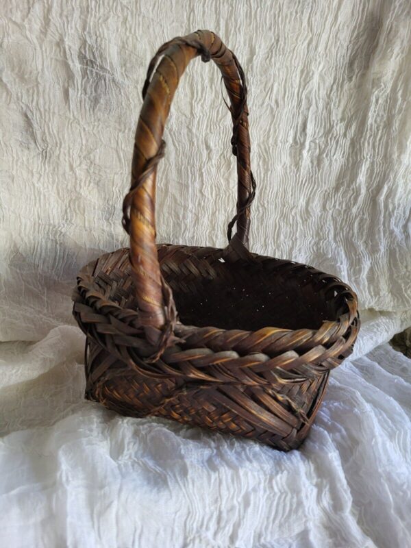 Vintage Japanese Woven Bamboo Ikebana Flower Basket