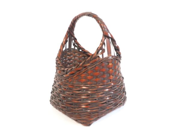 Vintage Japenese bamboo hand-woven basket circa 1980s NYK507 - Image 2