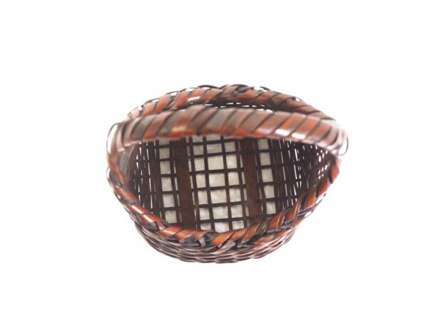 Vintage Japenese bamboo hand-woven basket circa 1980s NYK507 - Image 3