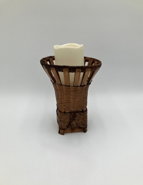 Vintage Kayaband Wicker Bamboo Cone Baskets Planter Candle Holder – Philippines - Image 2