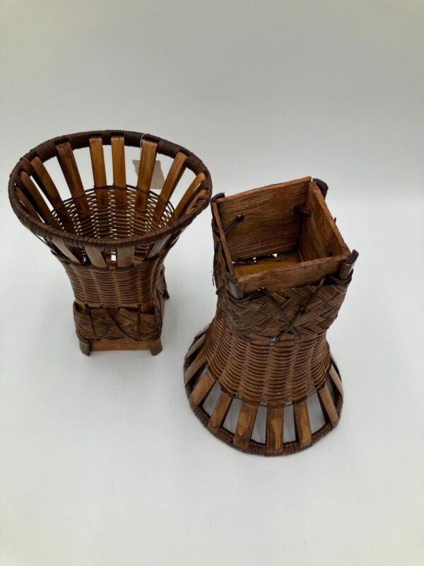 Vintage Kayaband Wicker Bamboo Cone Baskets Planter Candle Holder – Philippines - Image 4