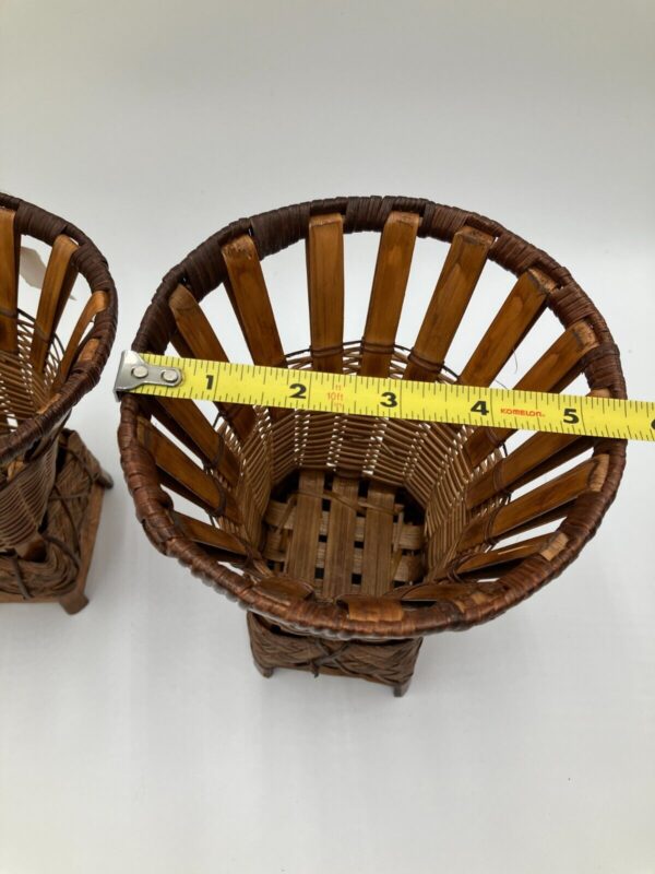 Vintage Kayaband Wicker Bamboo Cone Baskets Planter Candle Holder – Philippines - Image 6