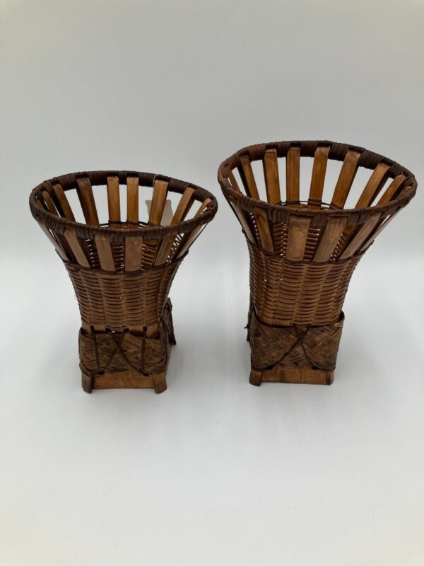 Vintage Kayaband Wicker Bamboo Cone Baskets Planter Candle Holder – Philippines