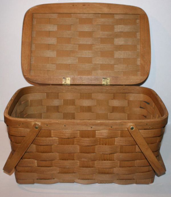 Vintage Land Rover Promo Woven Wooden Brown Picnic Basket 18x11.75x9.5" - Image 3