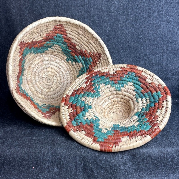 Vintage Lidded Boho Storage Handmade Coiled Woven Basket 10"T X 12"D - COOL!