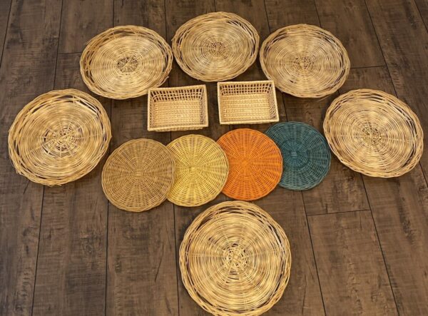 Vintage Lot of 12 Wicker/Grass Woven Baskets/Trivets/Wall Decor