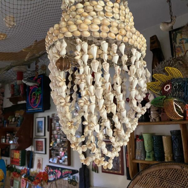 Vintage Macrame Plant Holder Cowrie Whelk Sea Shell Hanging Basket Boho 38" - Image 3