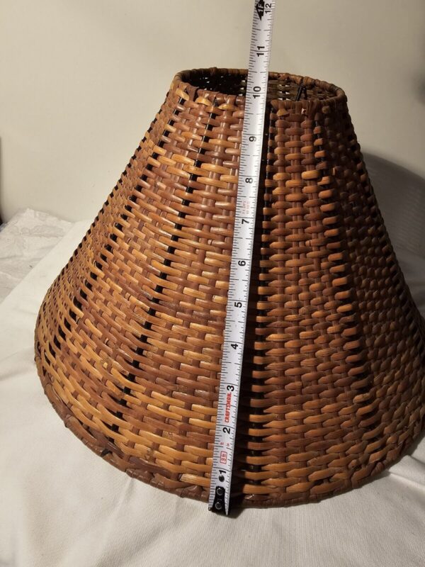 Vintage Medium Bell Shaped Natural Wicker Lampshade 8.5" Tall Woven, Under Bulb - Image 2