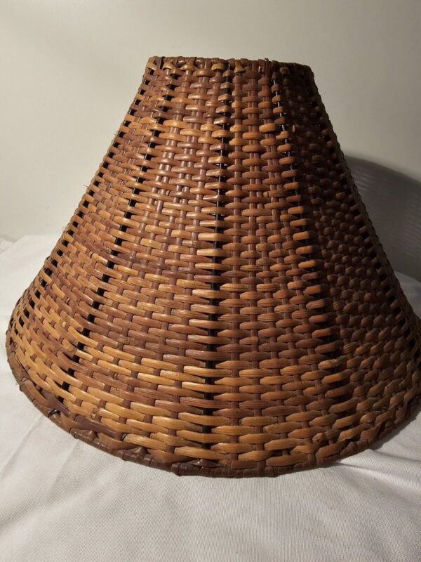 Vintage Medium Bell Shaped Natural Wicker Lampshade 8.5" Tall Woven, Under Bulb - Image 6