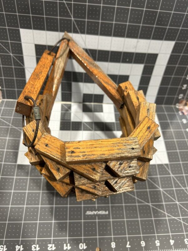 Vintage Mid Century Wood Block Planter Hanging Plant Basket Boho Chic Geometric - Image 2