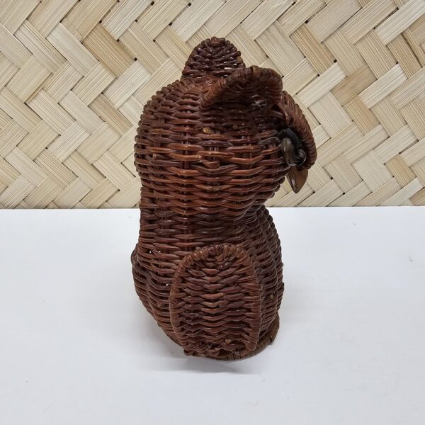 Vintage Mini Owl Basket Woven Wicker Rattan Cotton Swab Toothpick Decor Boho - Image 5