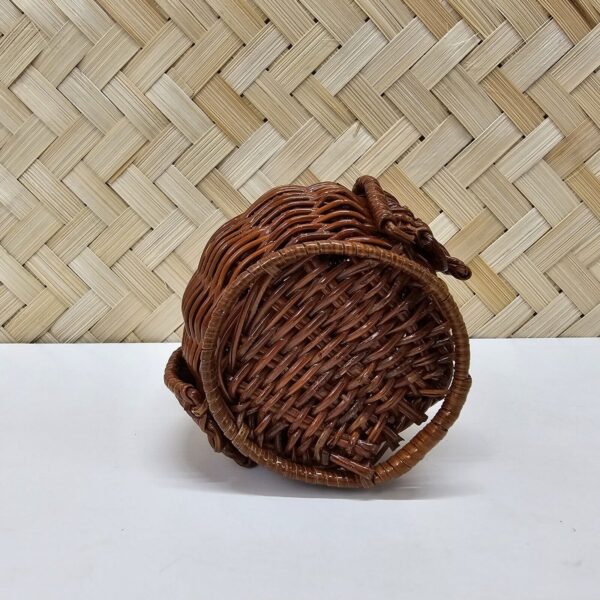 Vintage Mini Owl Basket Woven Wicker Rattan Cotton Swab Toothpick Decor Boho - Image 6