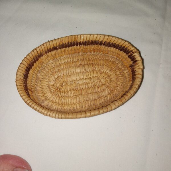 Vintage Miniature Hand Woven Trinket Basket - Image 2