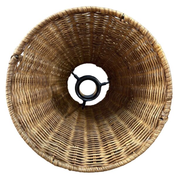 Vintage Natural Brown Wicker Woven Rattan Lamp Shade Boho Tiki 7 X 9” - Image 3