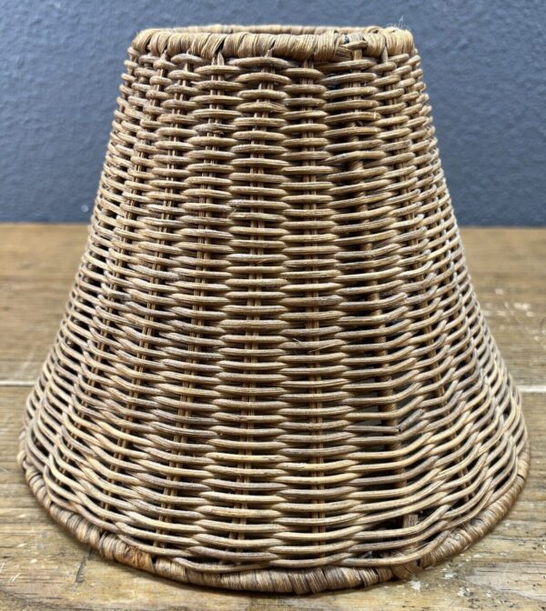 Vintage Natural Brown Wicker Woven Rattan Lamp Shade Boho Tiki 7 X 9” - Image 5