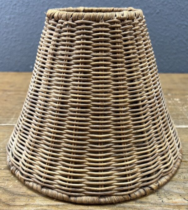 Vintage Natural Brown Wicker Woven Rattan Lamp Shade Boho Tiki 7 X 9” - Image 6