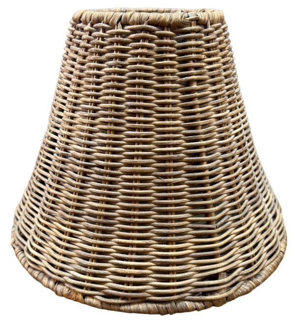 Vintage Natural Brown Wicker Woven Rattan Lamp Shade Boho Tiki 7 X 9”