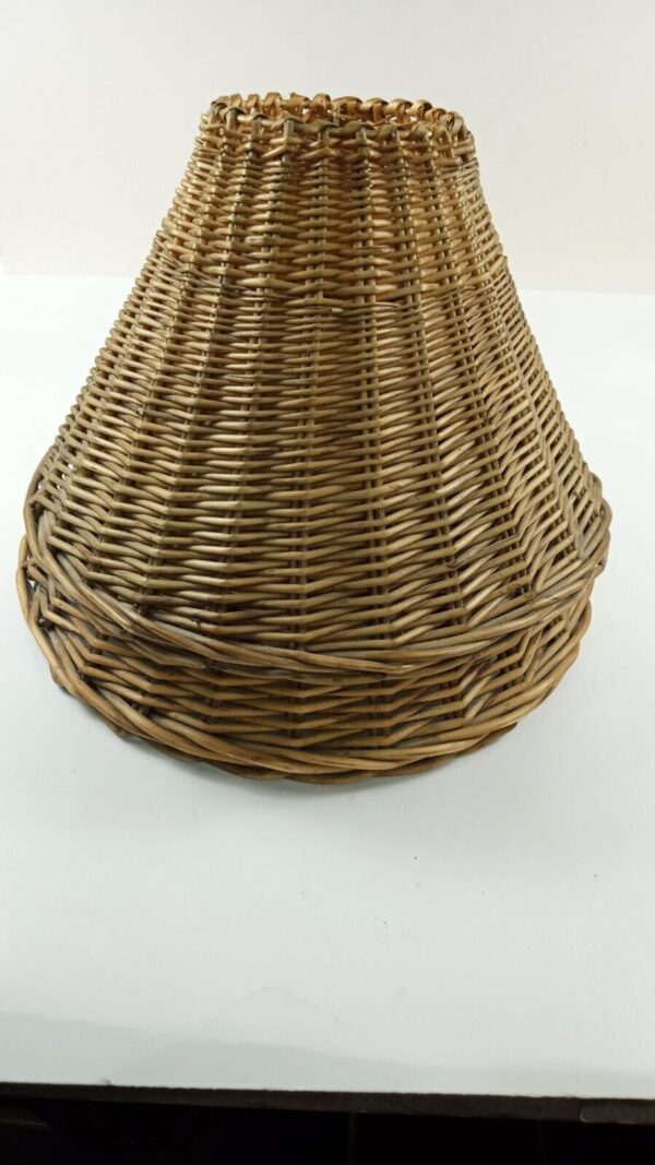 Vintage Natural Wave Wicker Rattan Lamp Shade Tiki Boho Brown - Image 2