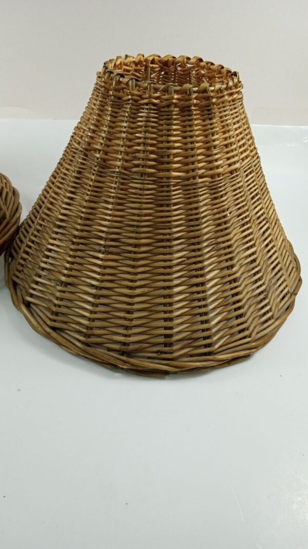 Vintage Natural Wave Wicker Rattan Lamp Shade Tiki Boho Brown - Image 3