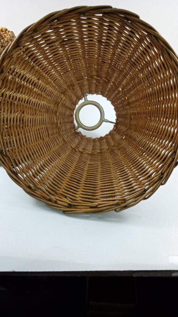 Vintage Natural Wave Wicker Rattan Lamp Shade Tiki Boho Brown - Image 5