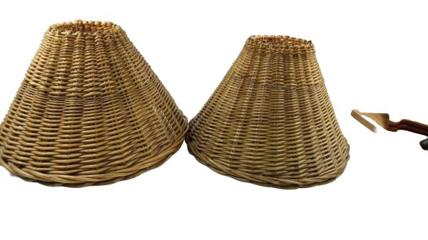 Vintage Natural Wave Wicker Rattan Lamp Shade Tiki Boho Brown